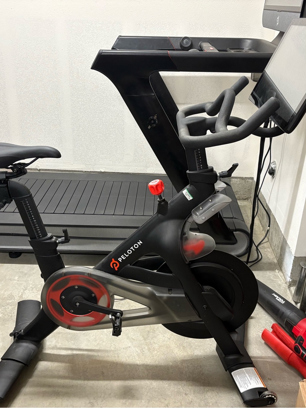 Peloton Spin Bike in Black with Red Highlights
